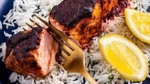 Tandoori Salmon and Broiled Zucchini