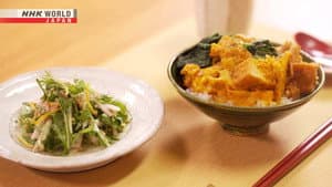 Authentic Japanese Cooking: Tuna and Atsuage on Rice/Tuna and Yuzu Salad