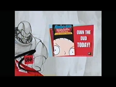 A "brought to you by" and Family Guy: Stewie Griffin The Untold Story on dvd ad from 2005